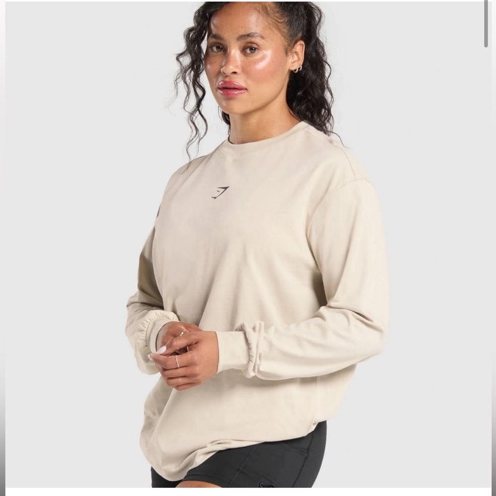 Gymshark Powered By Pre Long Sleeve Top – Pebble Grey (M)